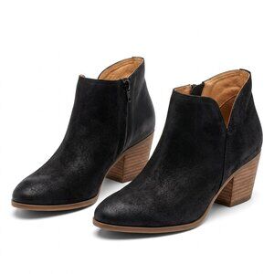 FRANCO SARTO -  Laslo Black leather Ankle Bootie pointed toe side zip -  8,5